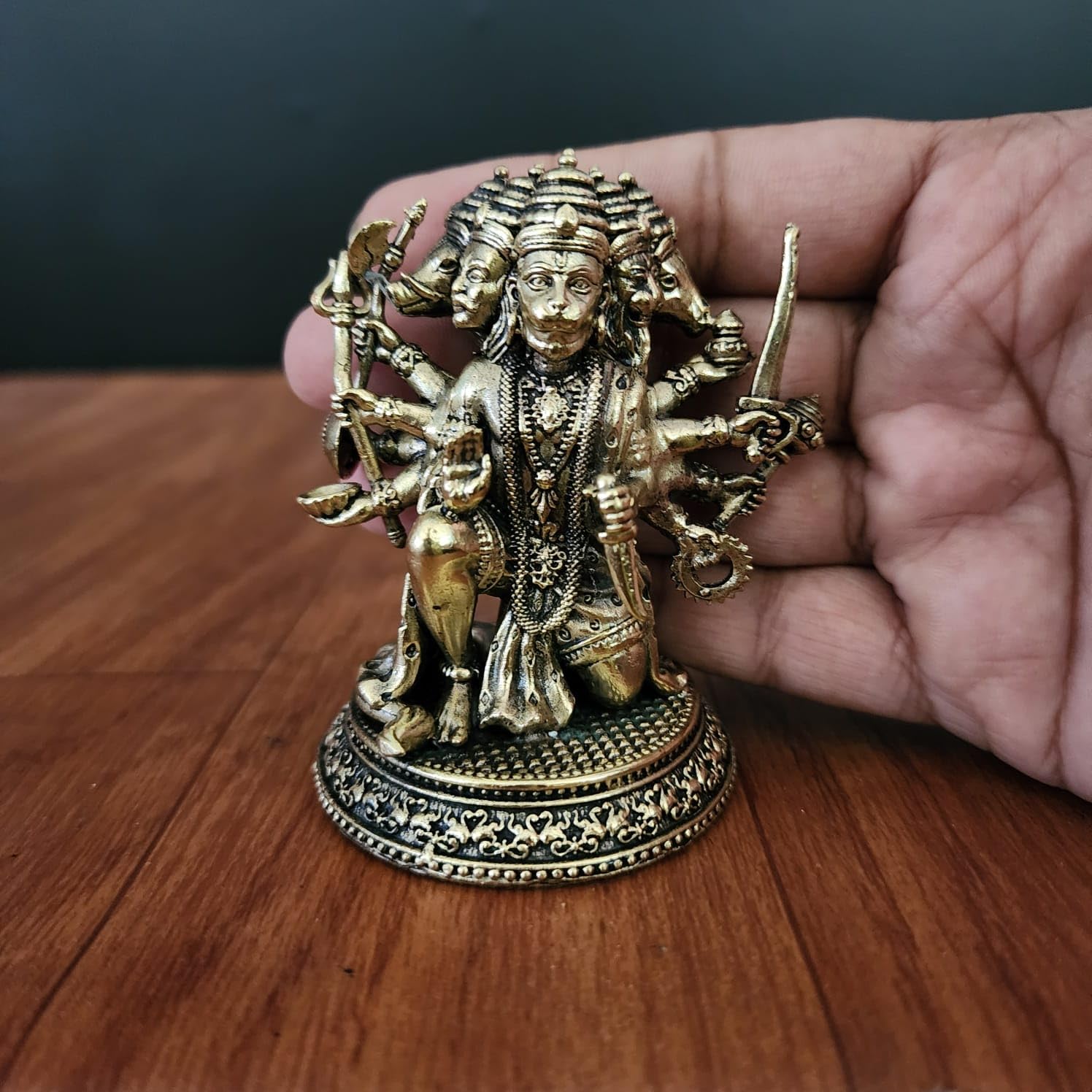 Premium Brass Panchmukhi Hanuman Statue 3 inch / 4.5 inch / 7 inch / (140 gram)