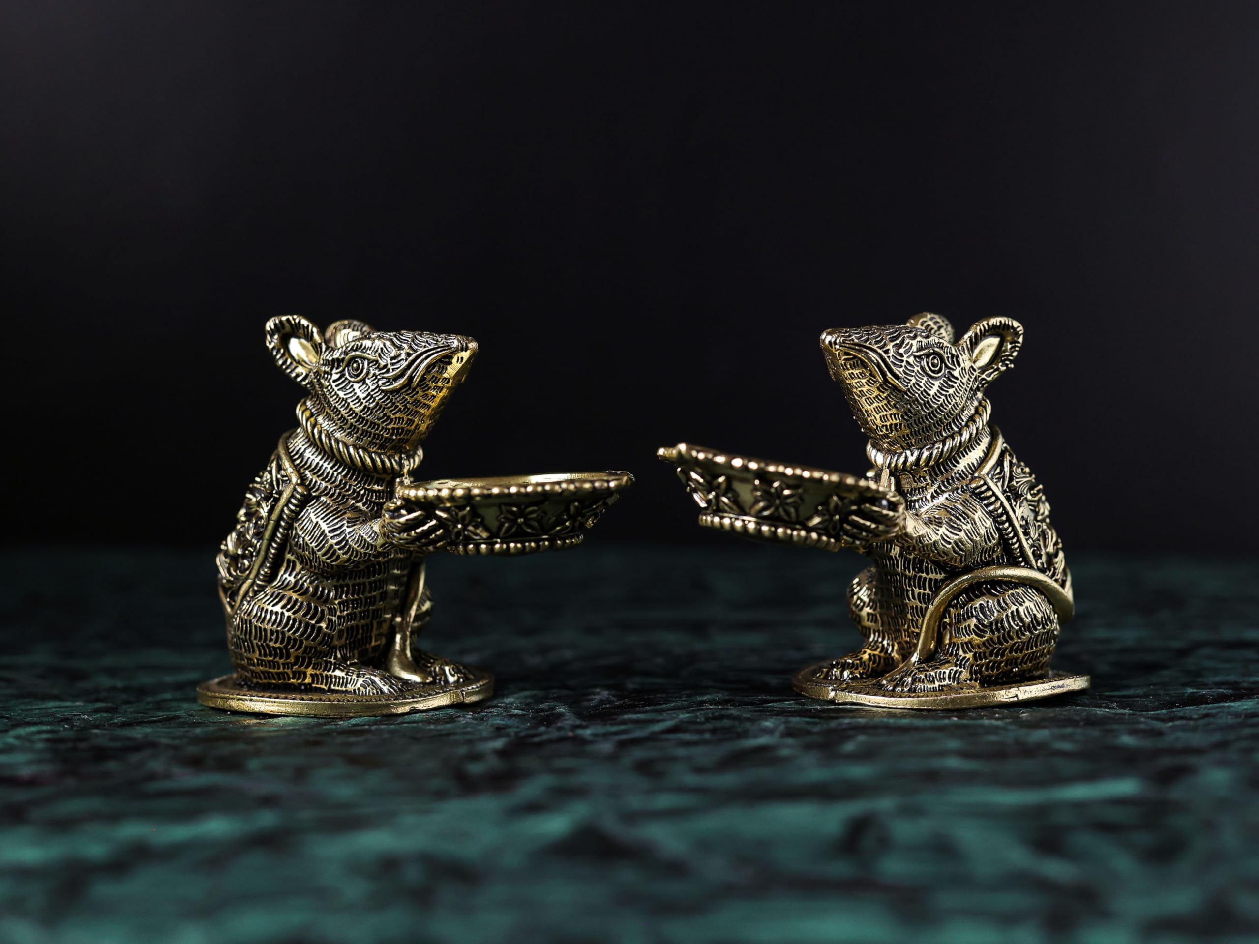 Premium Brass Mouse Diya | 3.5 Inch | Small Temple Decorative Deepak 