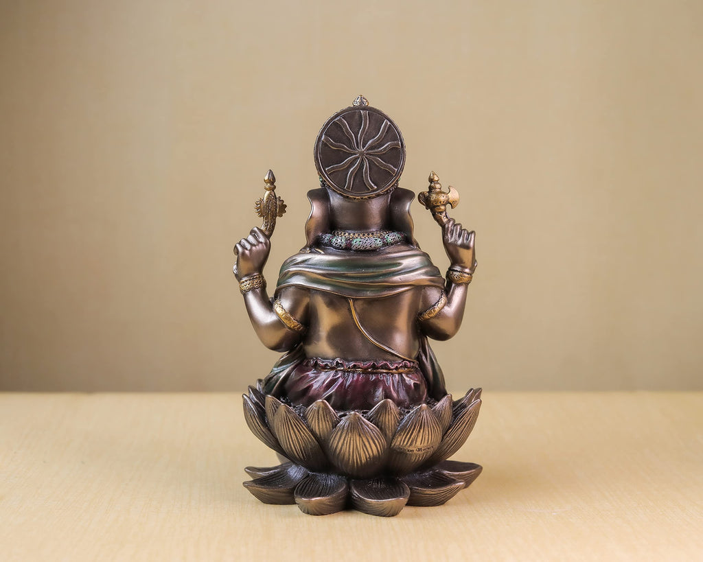 Bonded Bronze Lotus Ganesha 19 cm Ganpati Idol