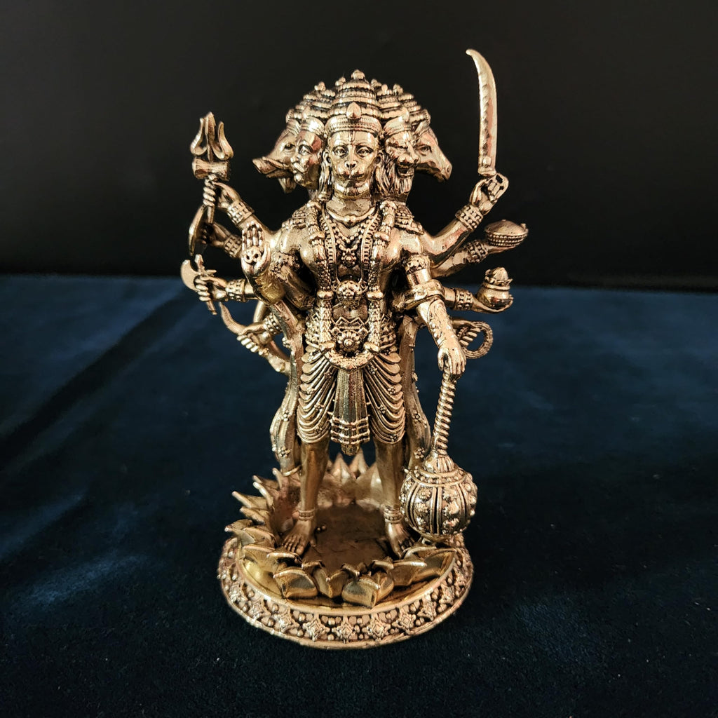 Premium Brass 5 inch Panchmukhi Hanumanji  Standing (400 Grams)