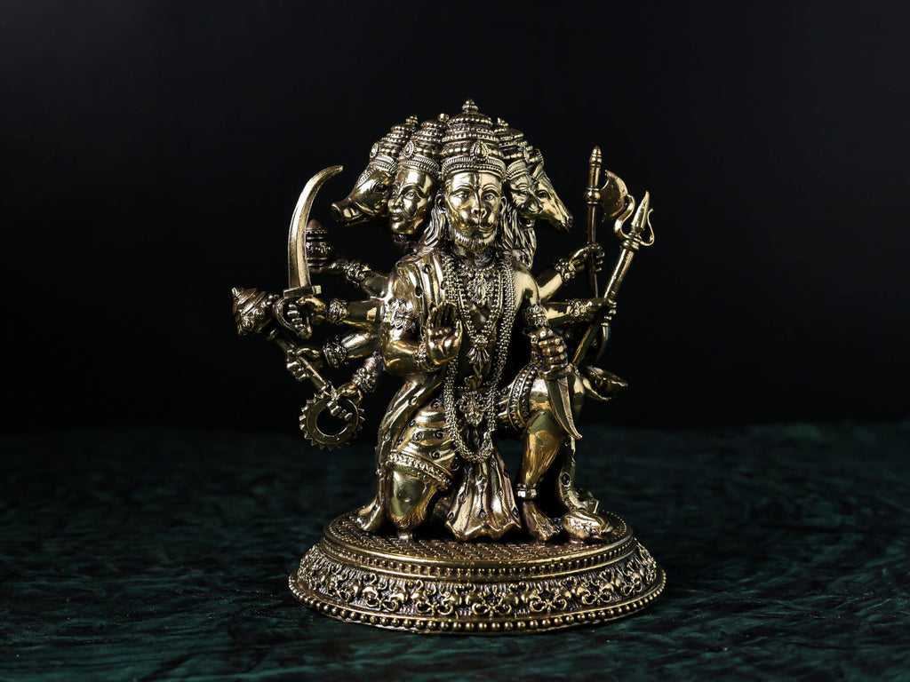Premium Brass Panchmukhi Hanuman Statue 3 inch / 4.5 inch / 7 inch / (140 gram)