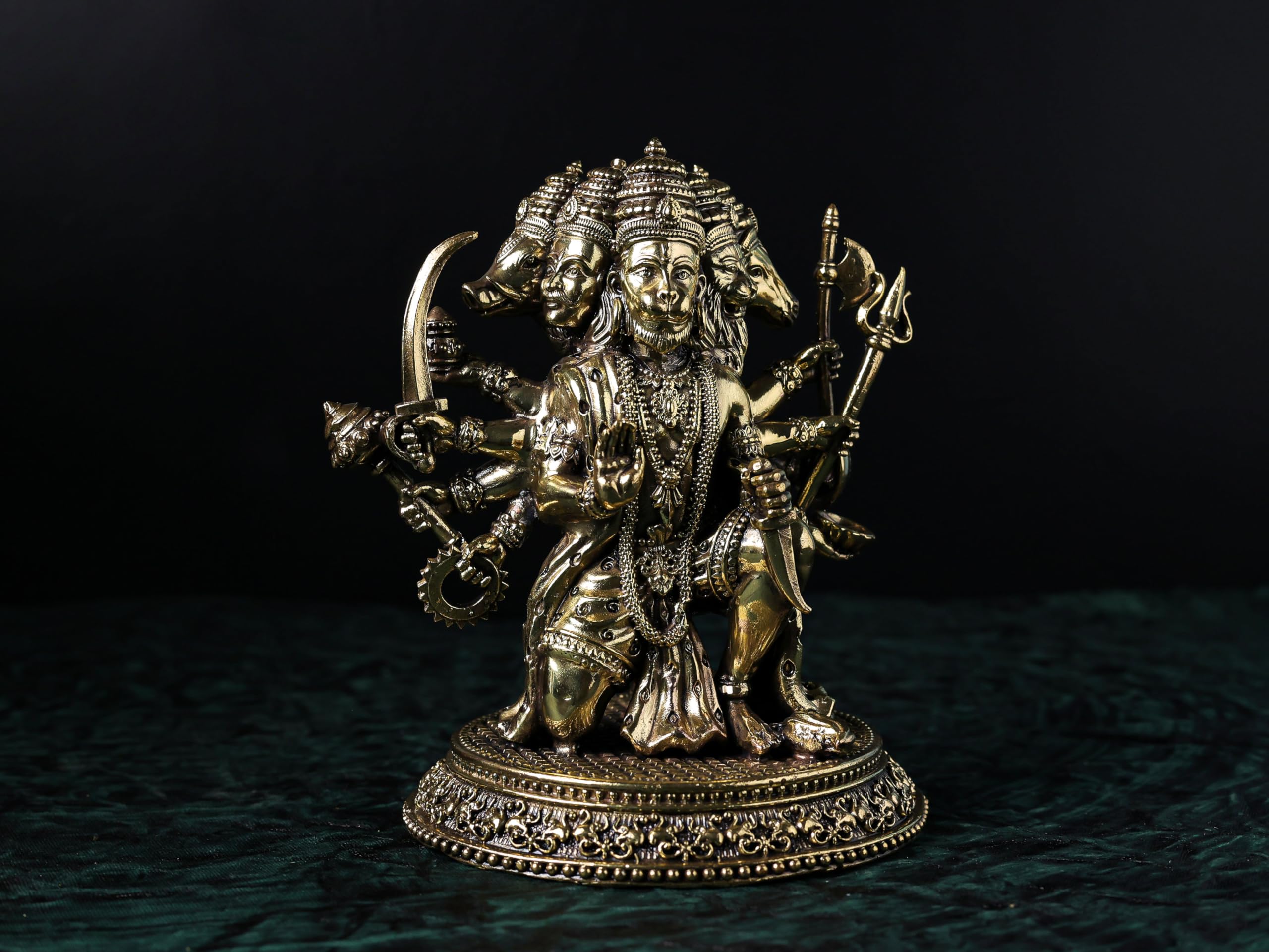 Premium Brass Panchmukhi Hanuman Statue 3 inch / 4.5 inch / 7 inch / (140 gram)