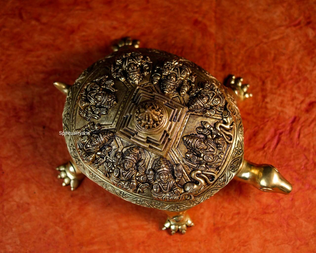 Brass Tortoise with astha Lakshmi with shri yantra statue