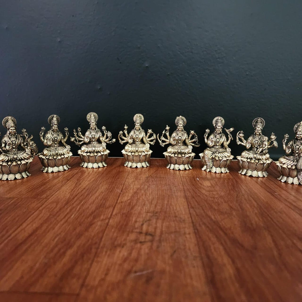 Premium Brass Ashta Lakshmi Statue – 7 cm Tall | Eight Forms of Goddess