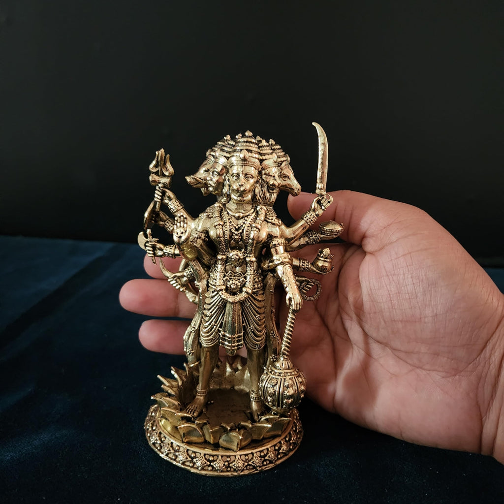 Premium Brass 5 inch Panchmukhi Hanumanji  Standing (400 Grams)