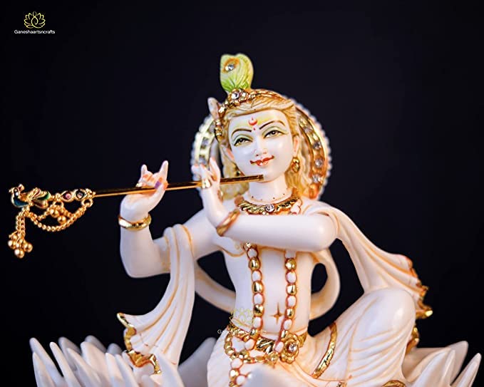 Lord Krishna Statue 21 cm Marble Dust Krishna Moorti 