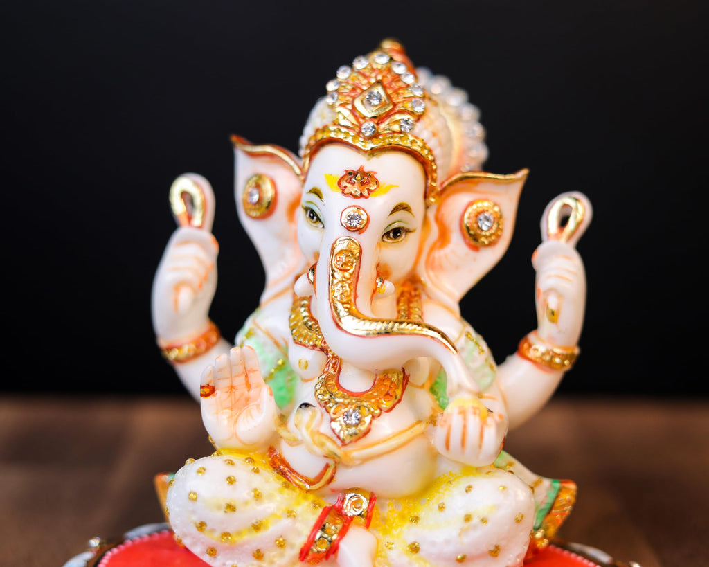 Lord Ganesh Statue Culture Marble |14 cm | Hand Painted