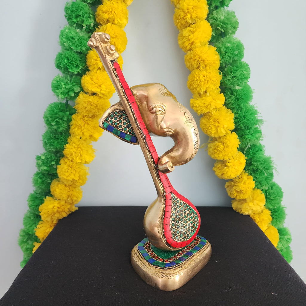  Lord Ganesh Statue 11.5 Inch Veena Ganesh Idol 