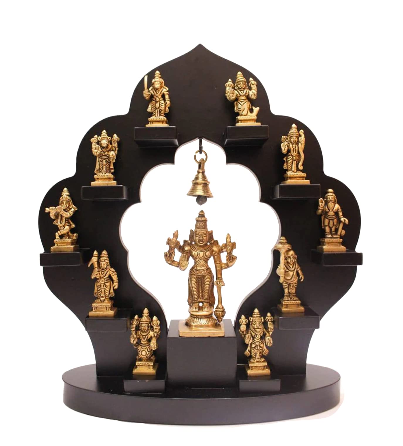 Brass Vishnu Dhashavtara set with wood frame
