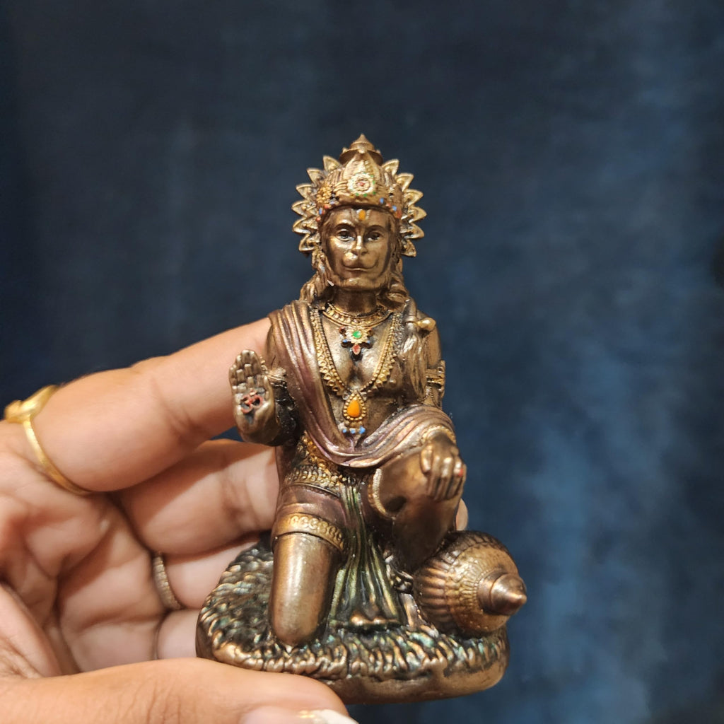 Lord Hanuman Statue 9 cm Bonded Bronze Cold Cast | Car Dashboard idea