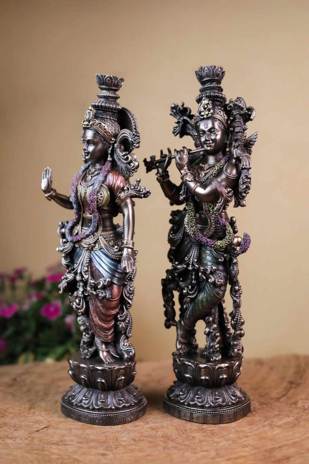 Radha Krishna Statue 15 Inch Bronze Finished