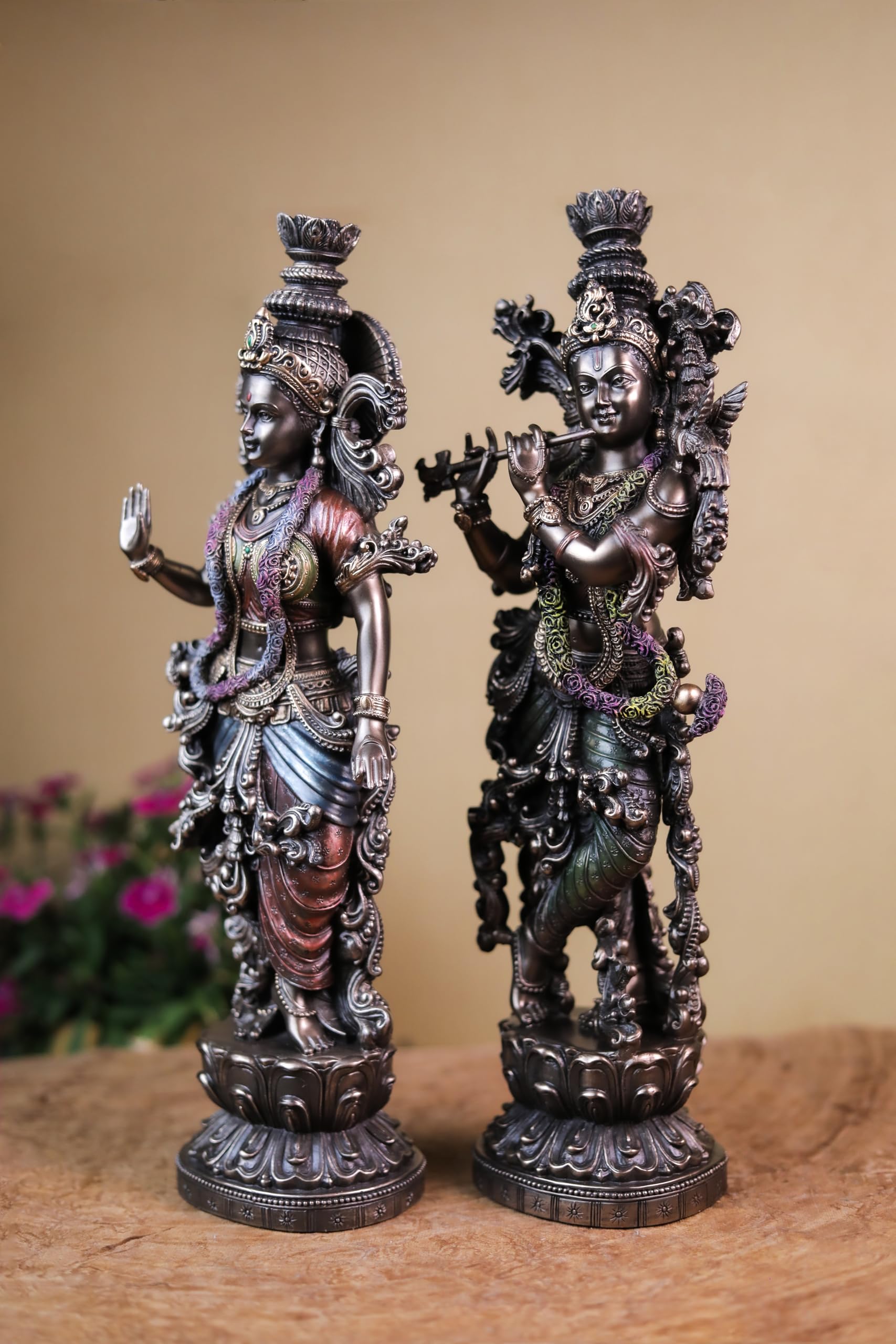 Radha Krishna Statue 15 Inch Bronze Finished