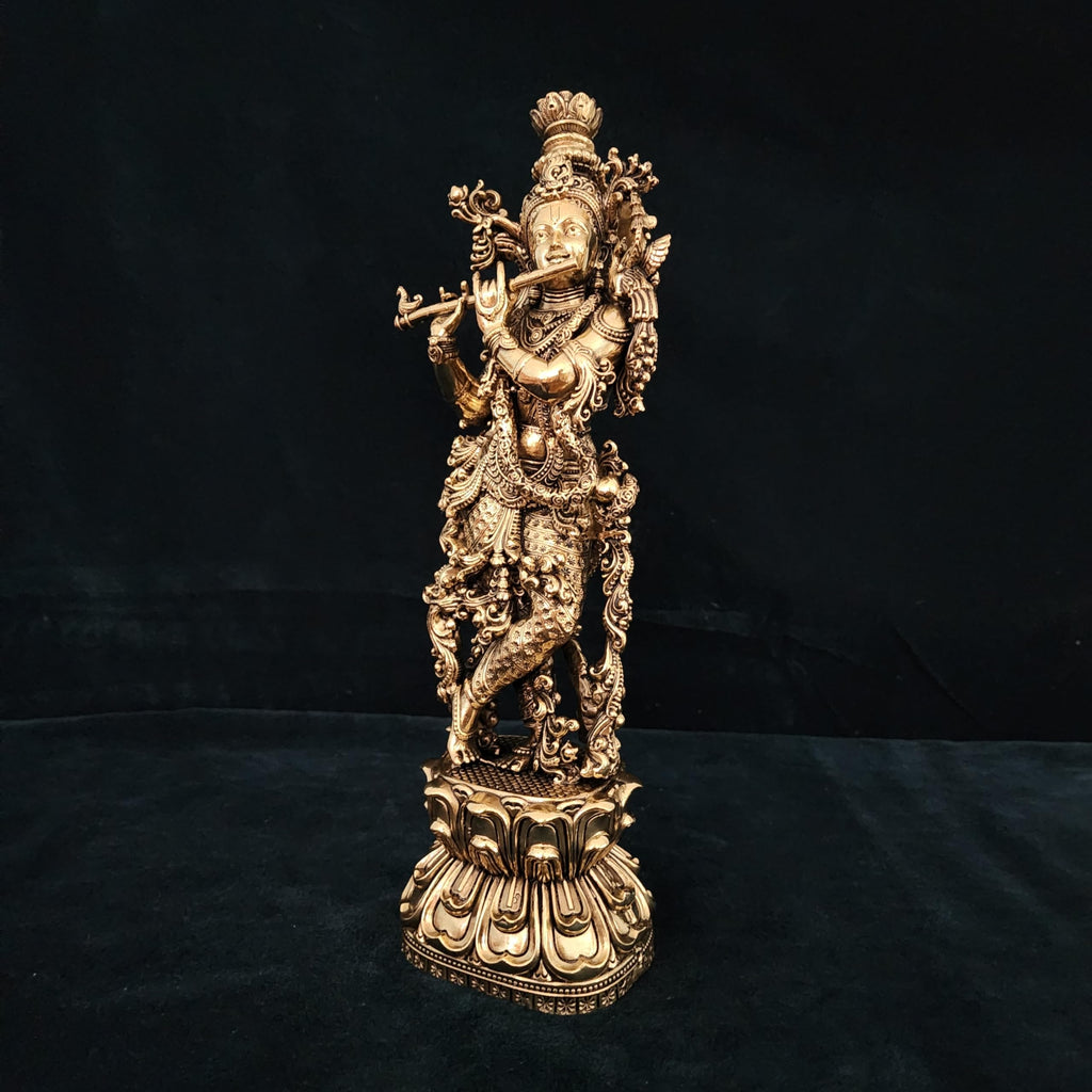  Premium Brass Flute Krishna Idol

