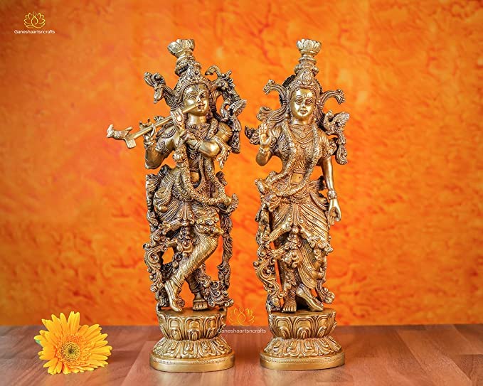 Radha Brass Krishna Statue 36 cm
