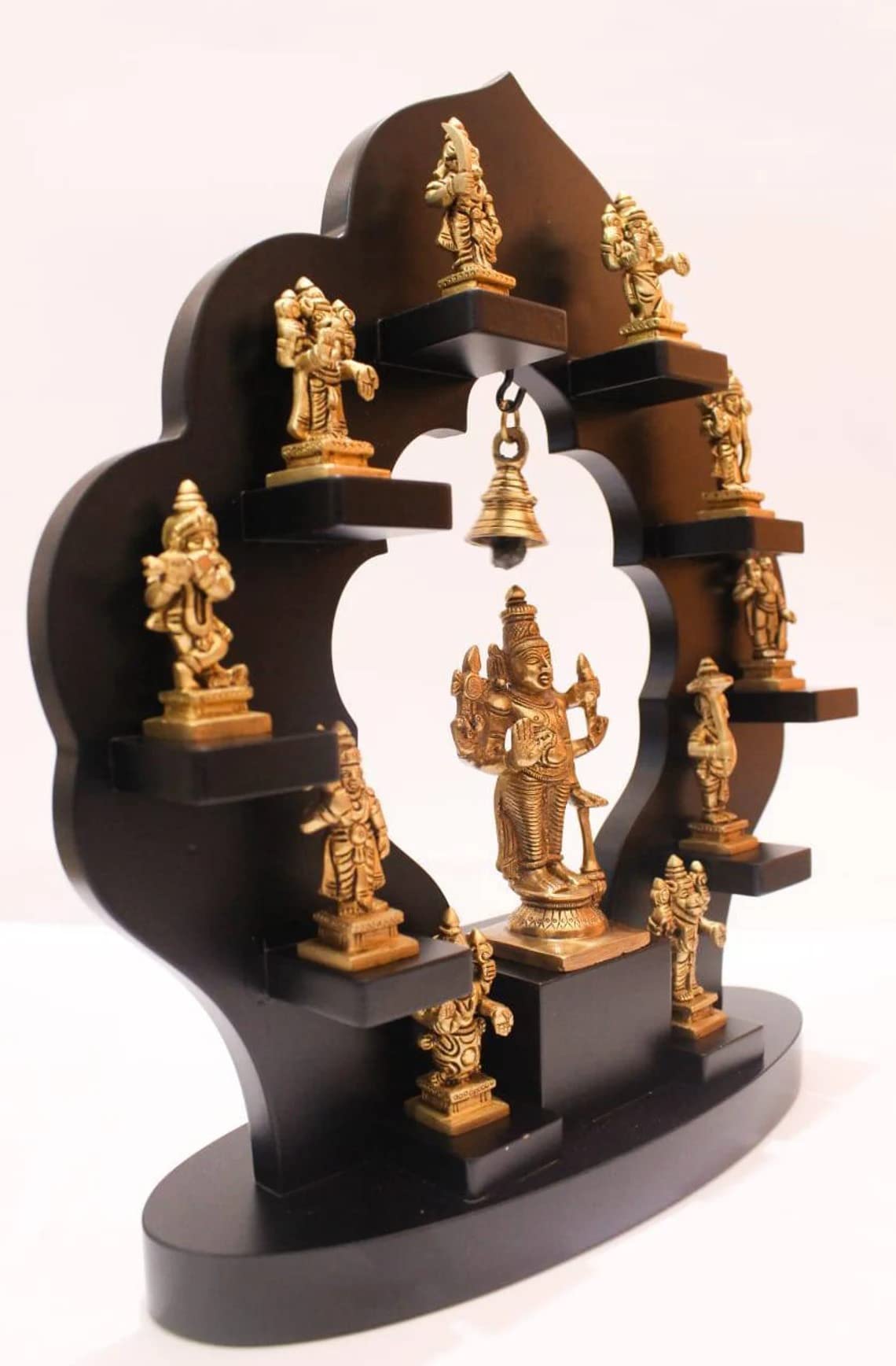 Brass Vishnu Dhashavtara set with wood frame