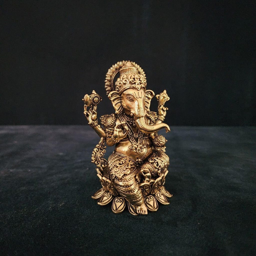 Brass Ganesh Statue, 4 inch
