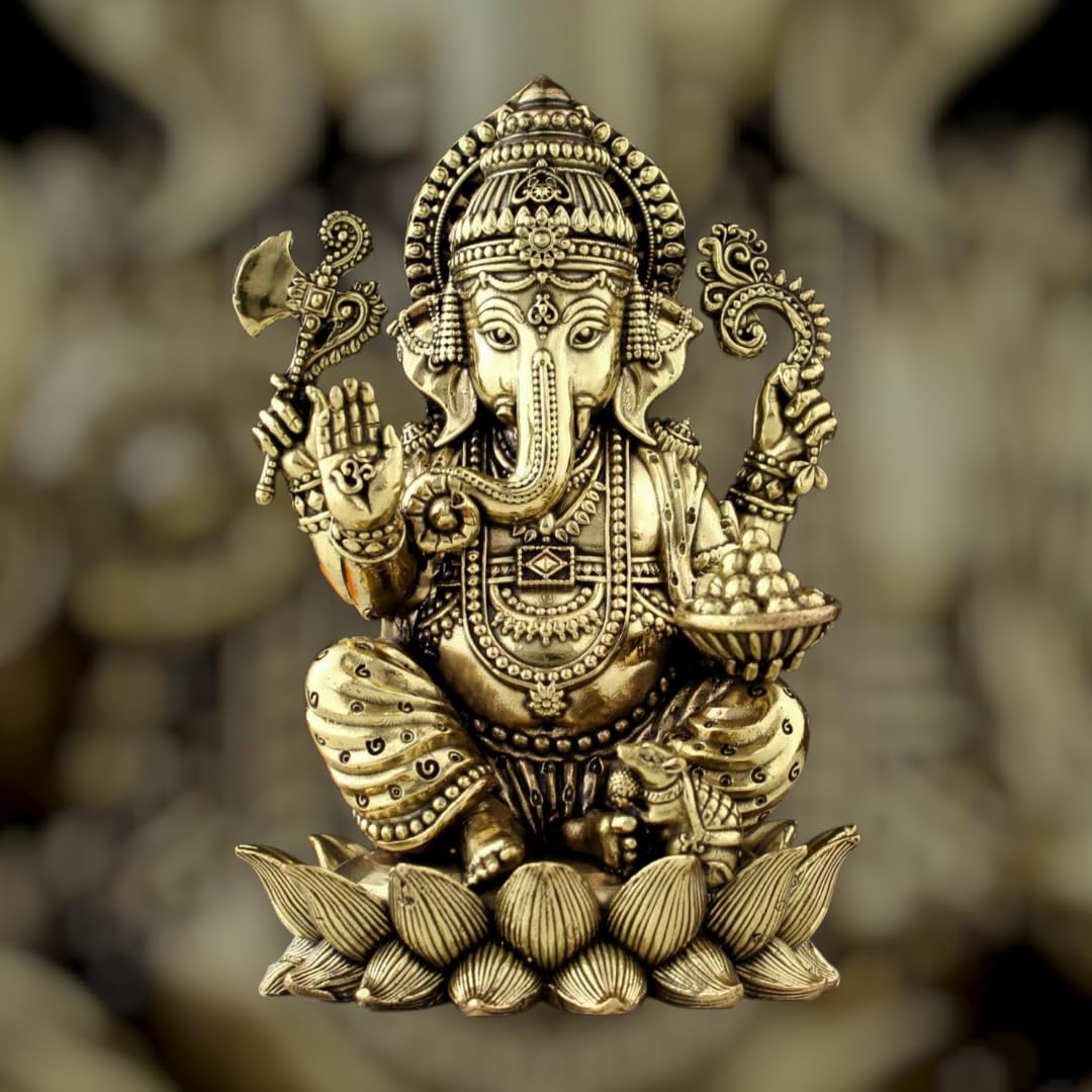 PREMIUM BRASS GANESH JI ON LOTUS