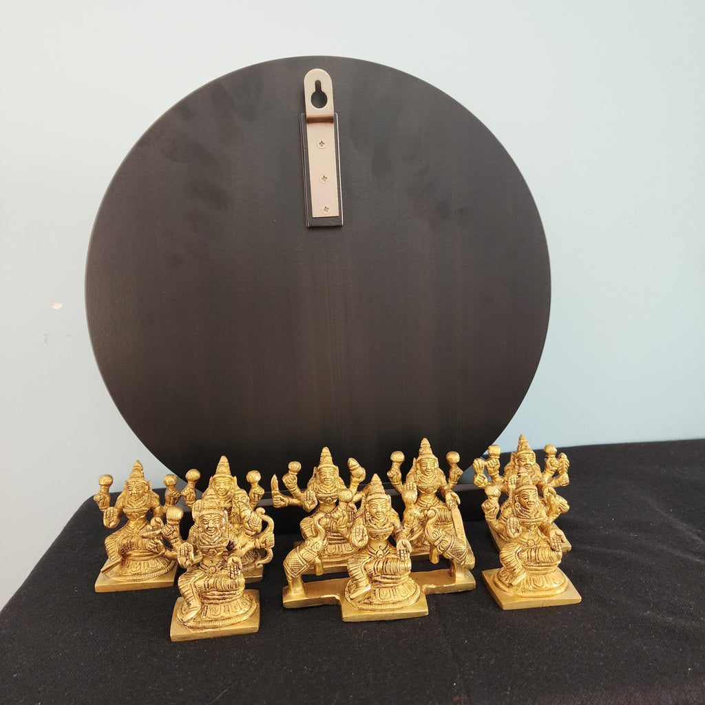 SPRITUAL Arts Asth Lakshmi Statue Brass Eight Forms of Laxmi On Wood Base 30 CM TALL