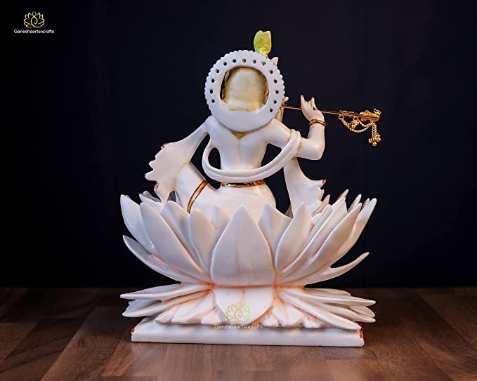 Lord Krishna Statue 21 cm Marble Dust Krishna Moorti 