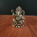 Divine Lord Lotus Ganesha 3 Inch Premium Brass Idol