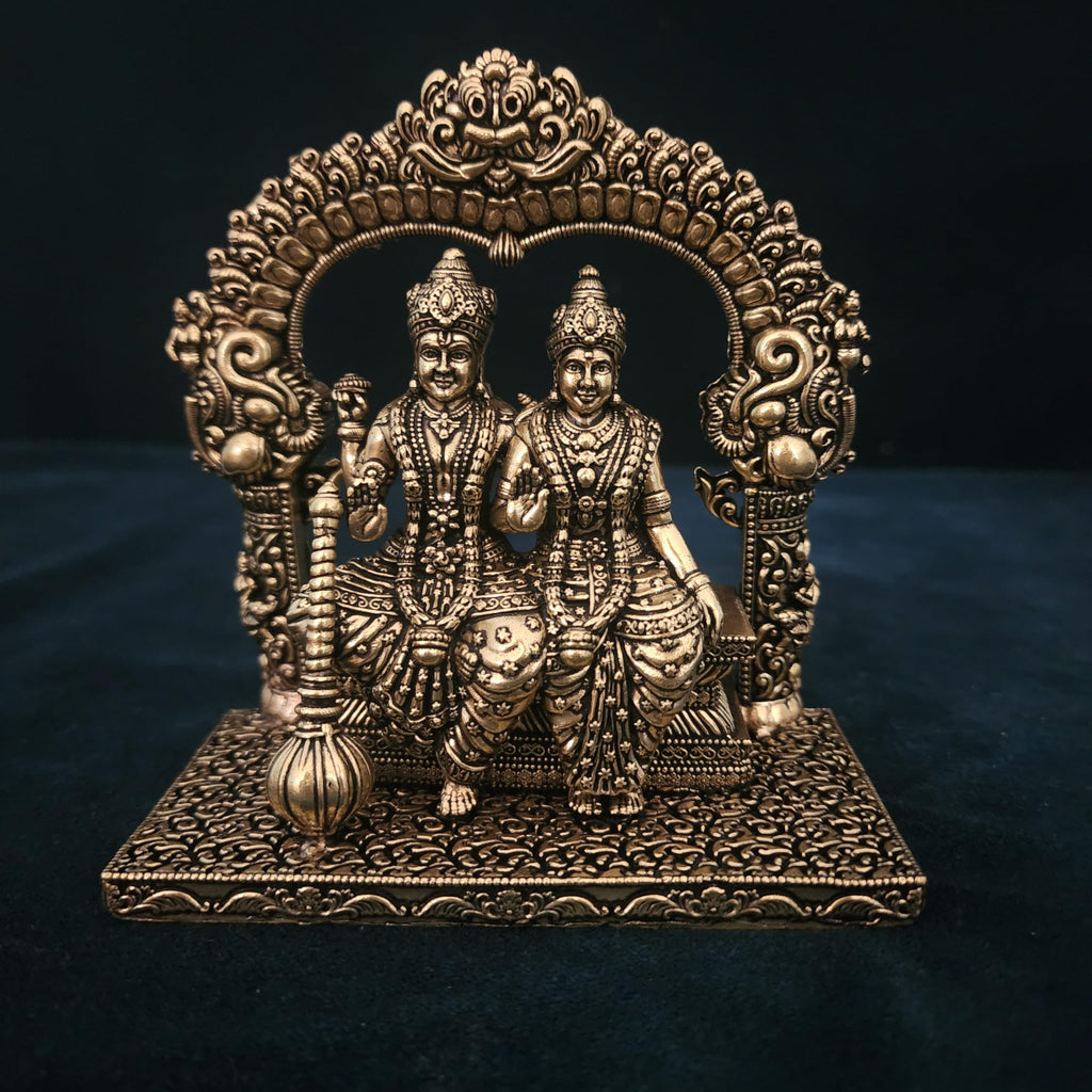 Premium Brass Sitting Lord Vishnu laxmi 5 Inch |singhasana Sitting