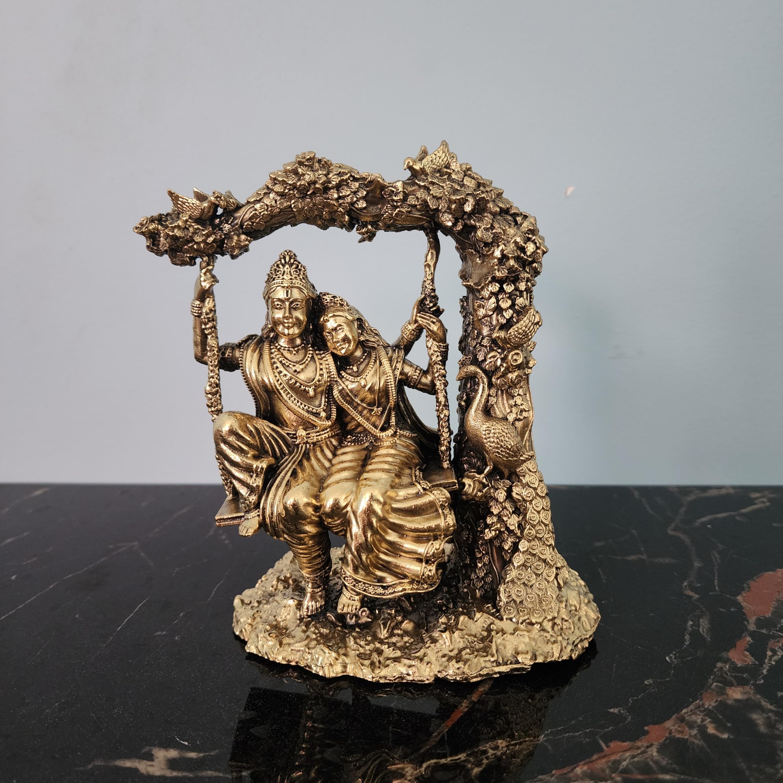 Swing Pose Rdaha Krishna Jugal Jodi |Premium Brass 6 inch (580 gram)