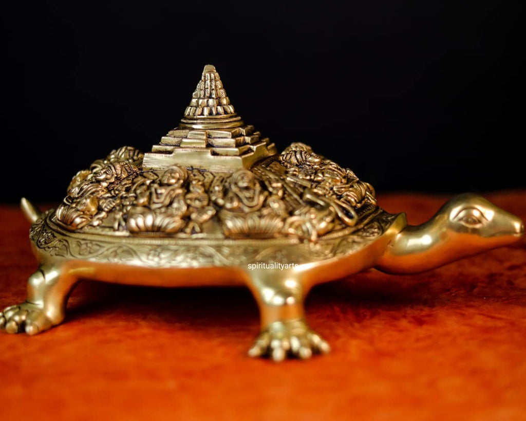 Brass Tortoise with astha Lakshmi with shri yantra statue
