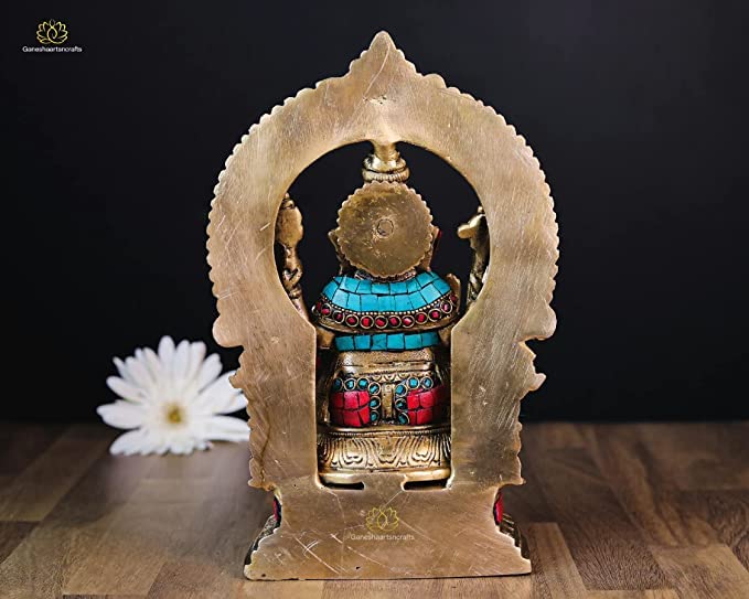 Lord Ganesh Statue 10 inch Brass with Stone work