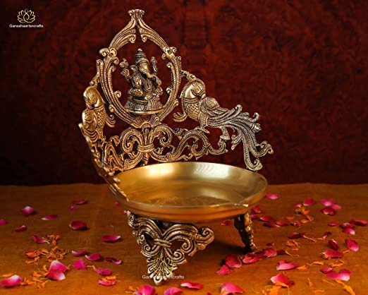 Brass Ganesh Urli 10 inch Diya Traditional Bowl Like Big Diya Diwali Decorations