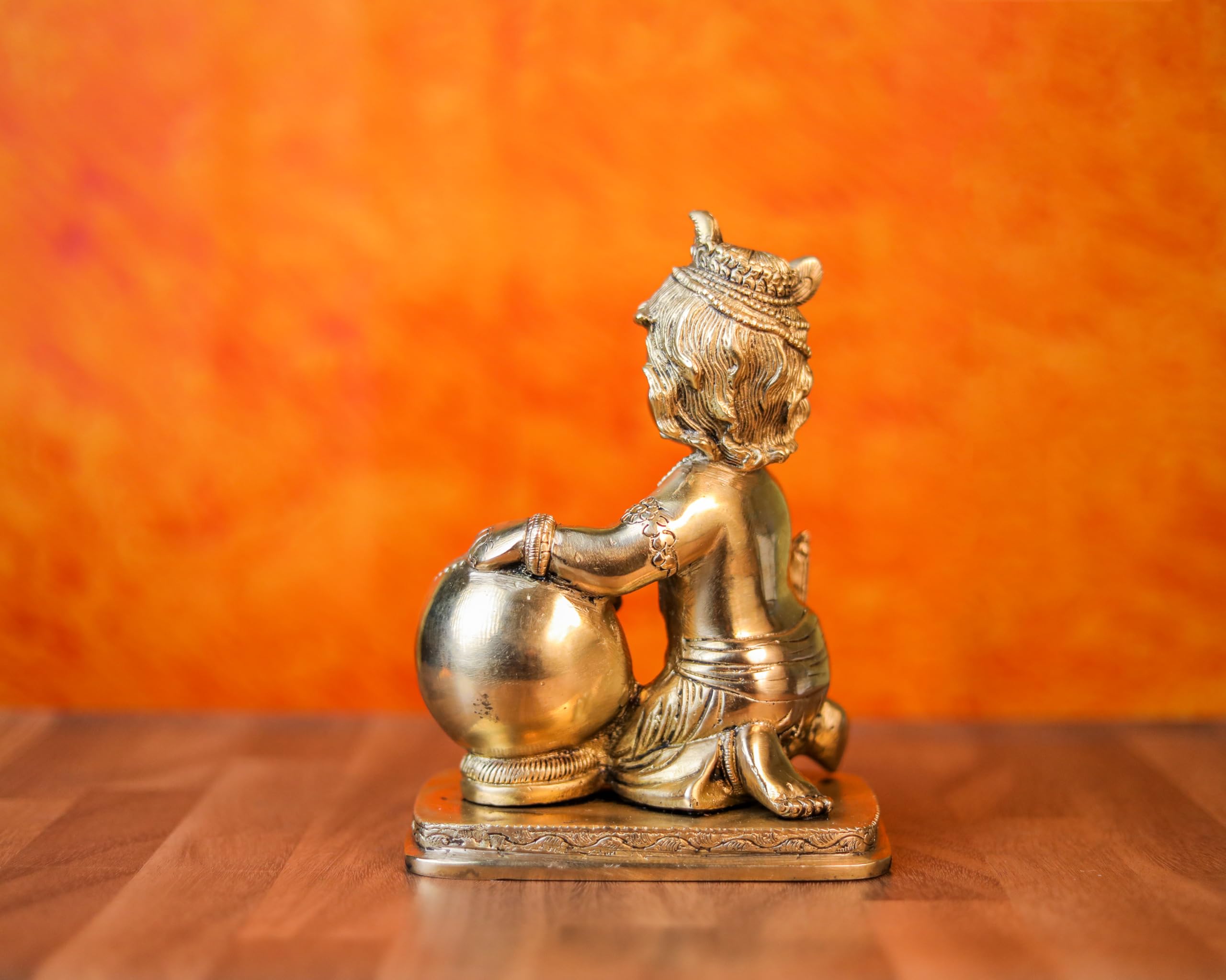 Krishna Statue Brass 18 cm Bal Gopal Idol Makhan Chor Moorti 