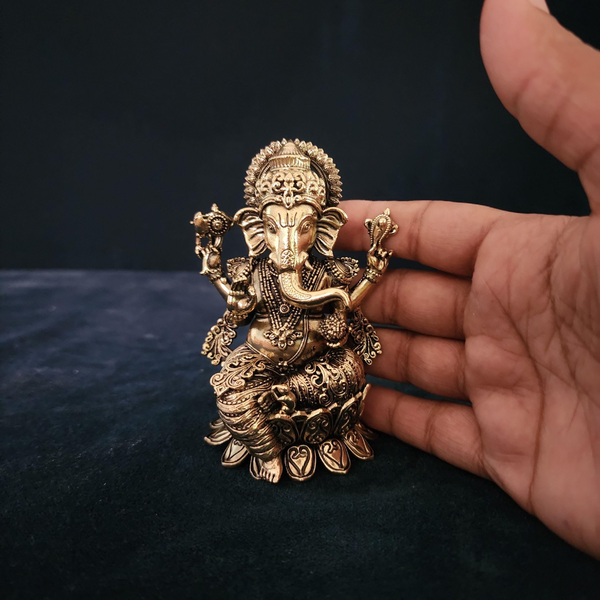 Brass Ganesh Statue, 4 inch