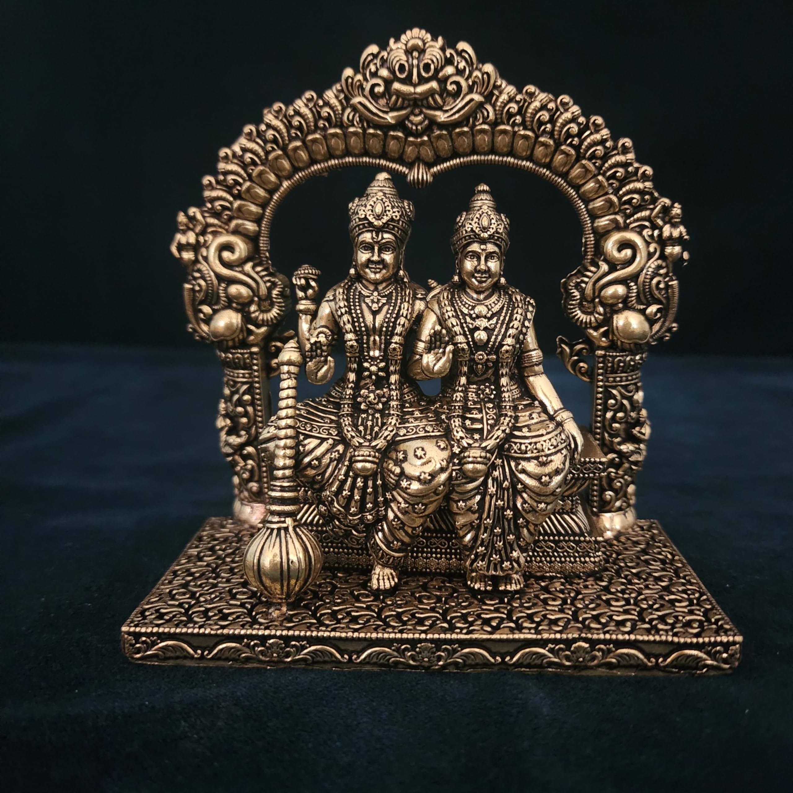 Premium Brass Sitting Lord Vishnu laxmi 5 Inch |singhasana Sitting