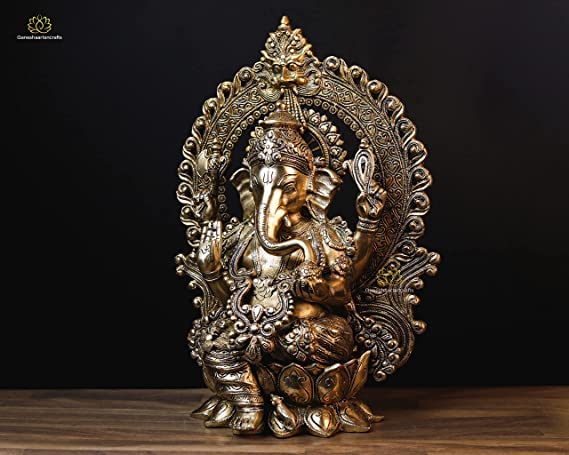 Lord Ganesh Statue 39 cm Brass Large Size Ganpati Idol God of New Beginning & Good Luck