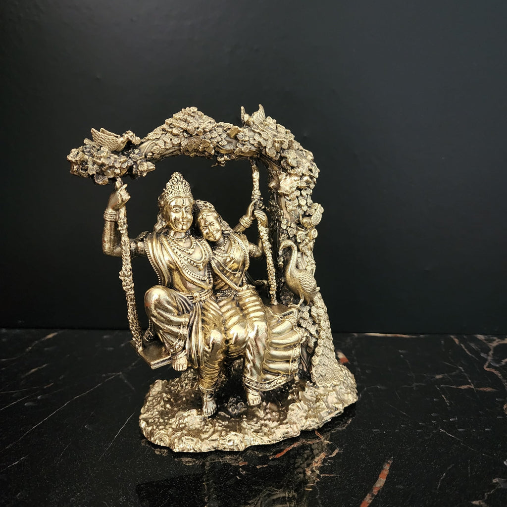 Swing Pose Rdaha Krishna Jugal Jodi |Premium Brass 6 inch (580 gram)