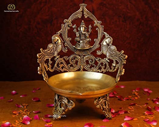  Brass Ganesh Urli 10 inch Diya Traditional Bowl Like Big Diya Diwali Decorations