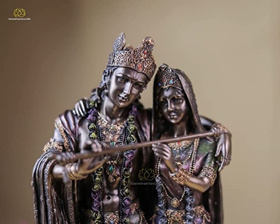 Radha Krishna Statue Bonded Bronze 11 Inch Jugal Jodi