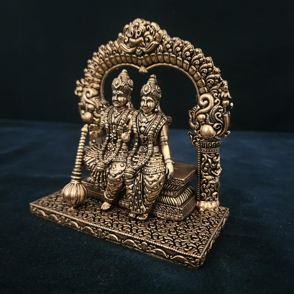 Premium Brass Sitting Lord Vishnu laxmi 5 Inch |singhasana Sitting
