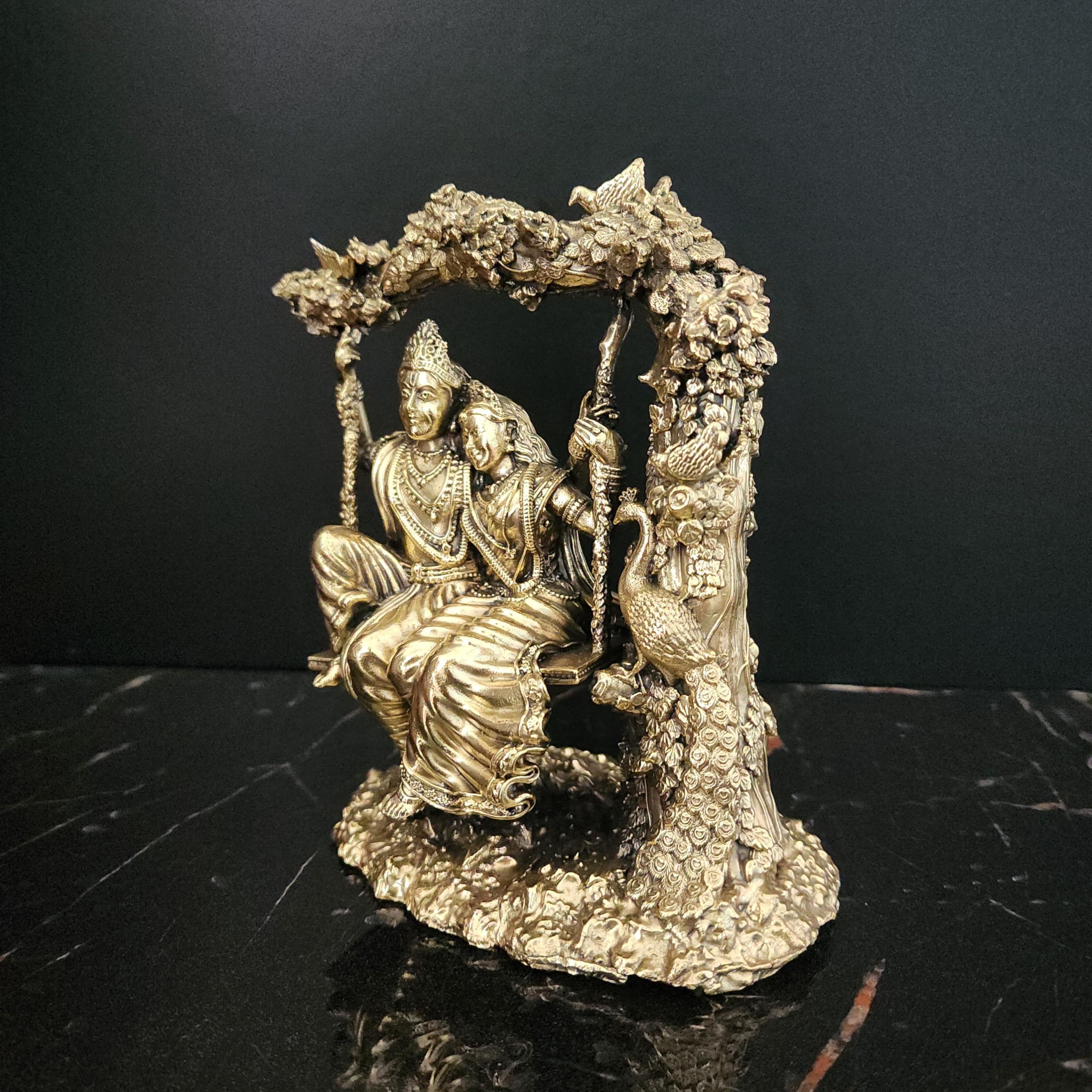 Swing Pose Rdaha Krishna Jugal Jodi |Premium Brass 6 inch (580 gram)