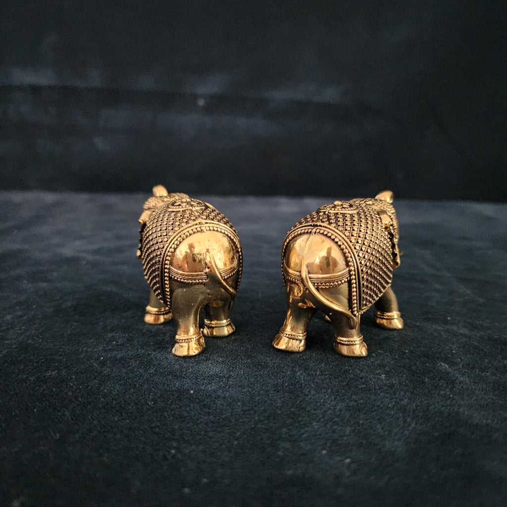 Premium Brass Elephant Set 2 Inch Pair of Elephant Figurine (150 gram set)