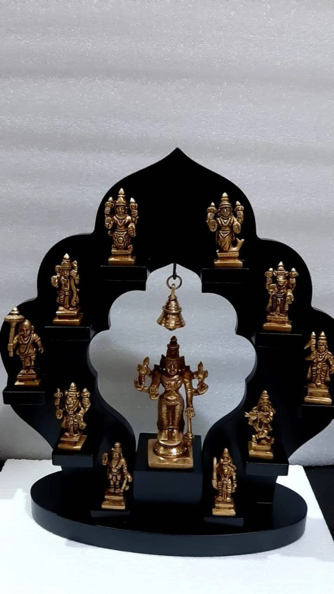 Brass Vishnu Dhashavtara set with wood frame