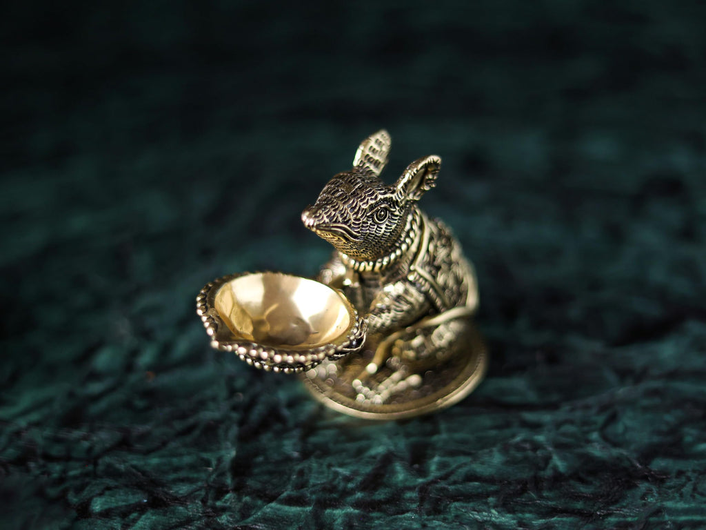 Premium Brass Mouse Diya | 3.5 Inch | Small Temple Decorative Deepak 