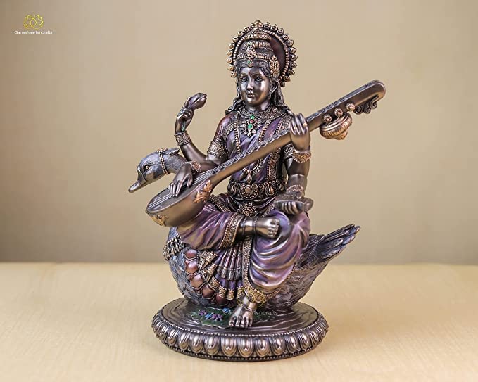 Saraswati Statue 21 cm Bonded Bronze Resin
