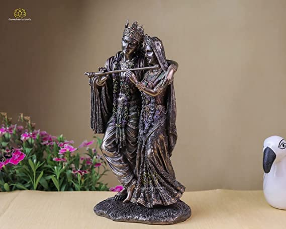 Radha Krishna Statue Bonded Bronze 11 Inch Jugal Jodi
