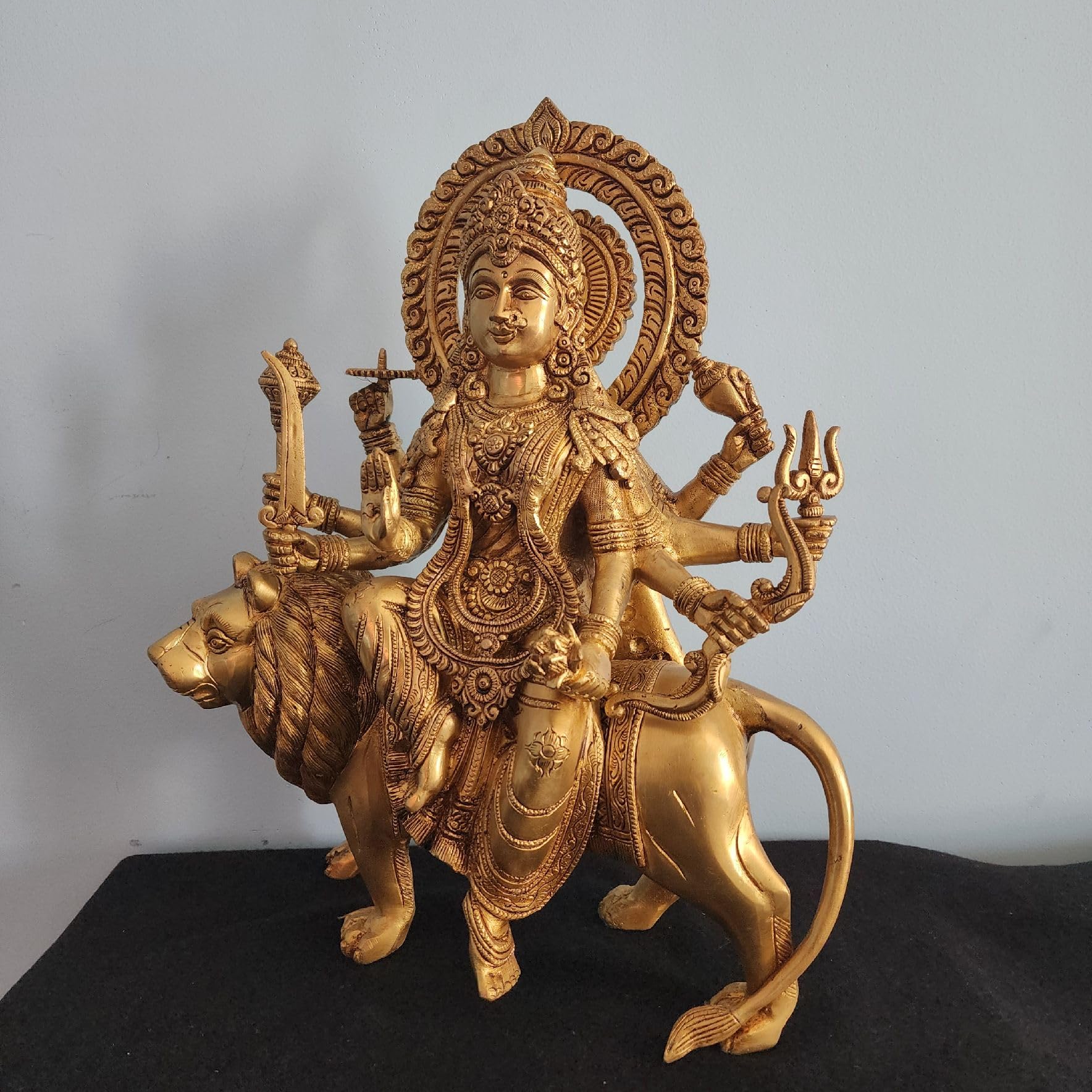 Big Durga Maa Statue Brass 38 cm Large Shera wali MATA Moorti