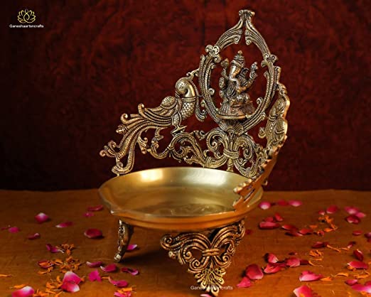 Brass Ganesh Urli 10 inch Diya Traditional Bowl Like Big Diya Diwali Decorations