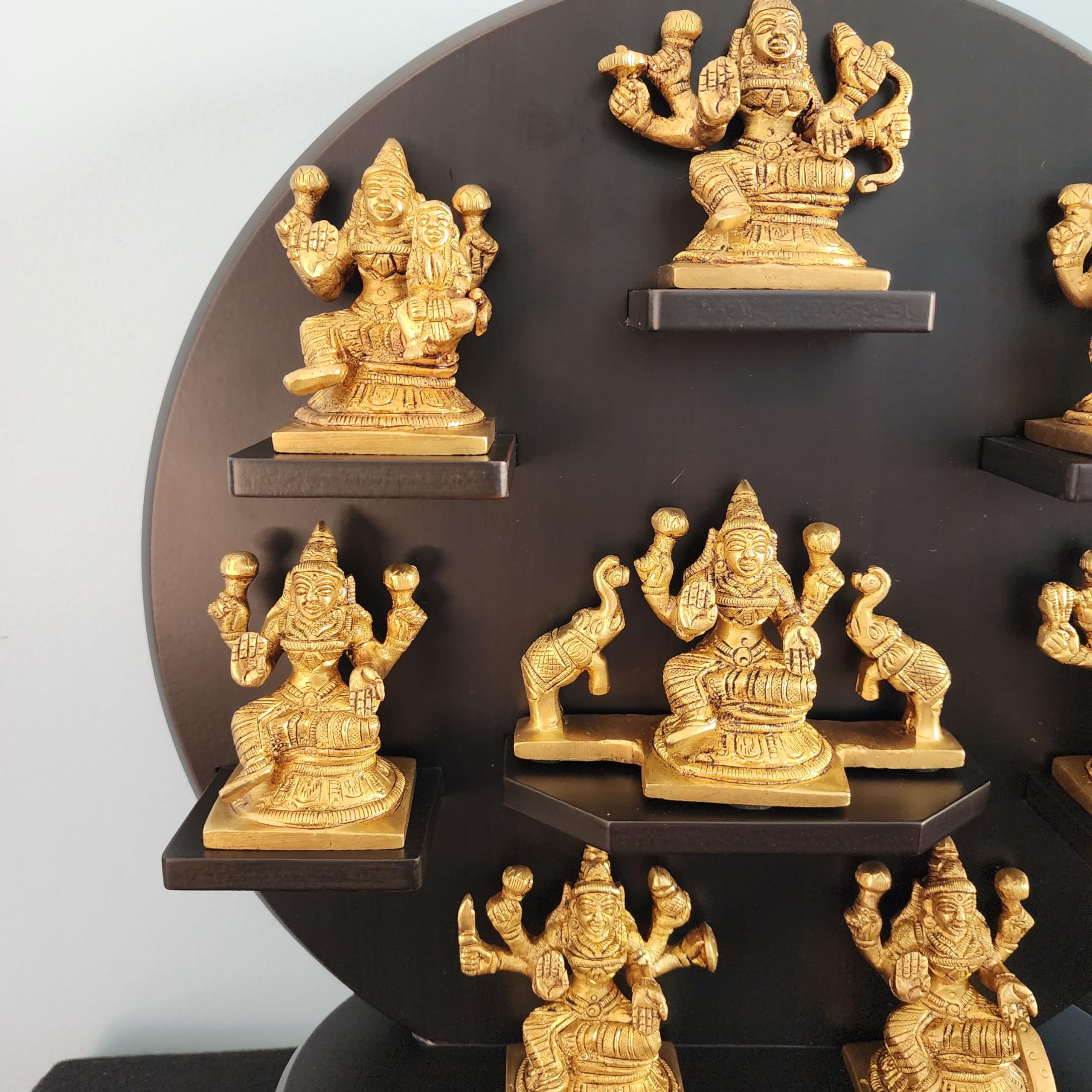 SPRITUAL Arts Asth Lakshmi Statue Brass Eight Forms of Laxmi On Wood Base 30 CM TALL