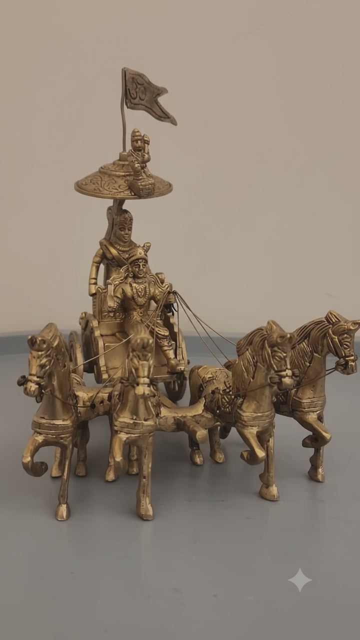 8.5 inch Arjun rath / Mahabharata Chariot with krishna or Hanuman Ji