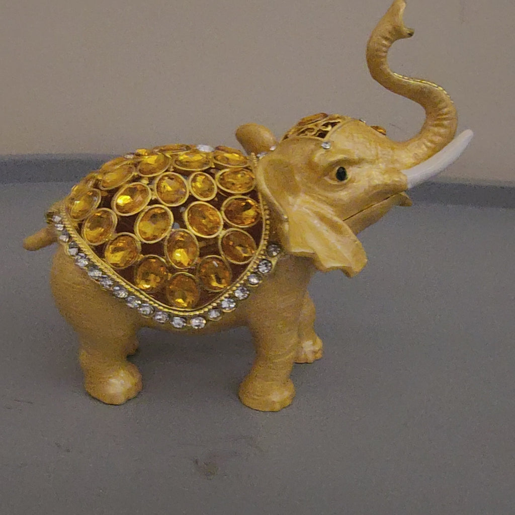 Bejeweled Elephant Trinket Box Set 5.5 Inch, Enamel Crystal