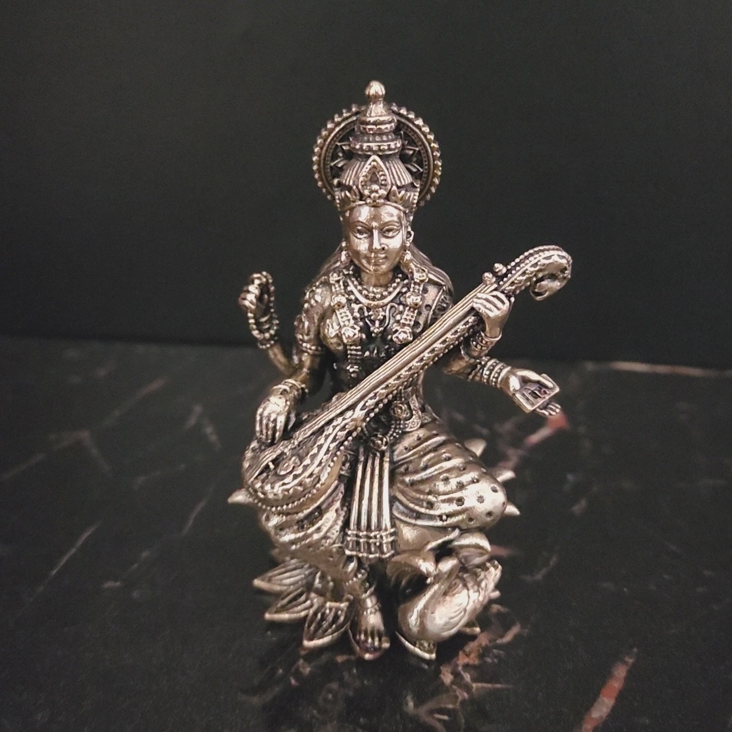 4 inch Saraswati Premium brass statue