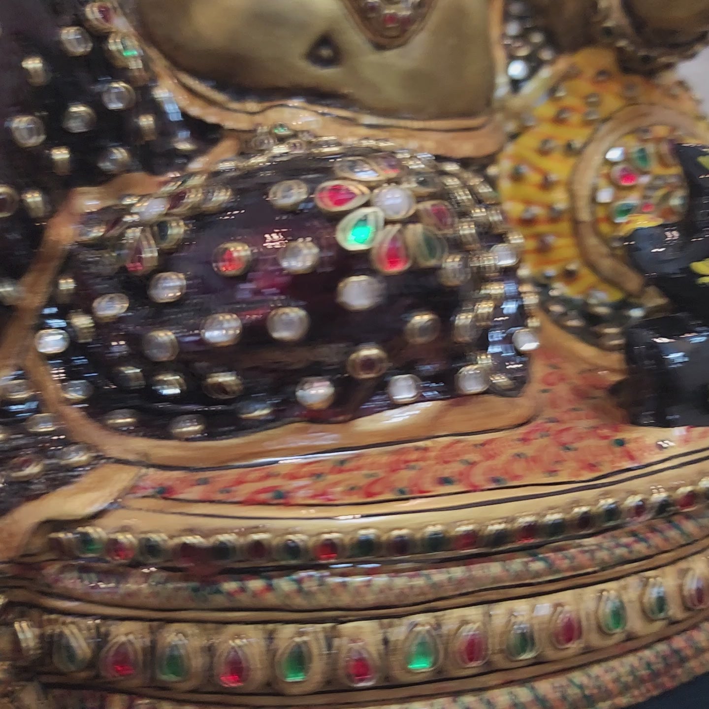  Big brass ganesha Statue in unique pose with jewelry stone work